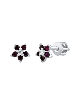 Silvego Orecchini Saskia Flower in argento con rubino sintetico e zirconi brillanti SILVEGOB70459BDR donna