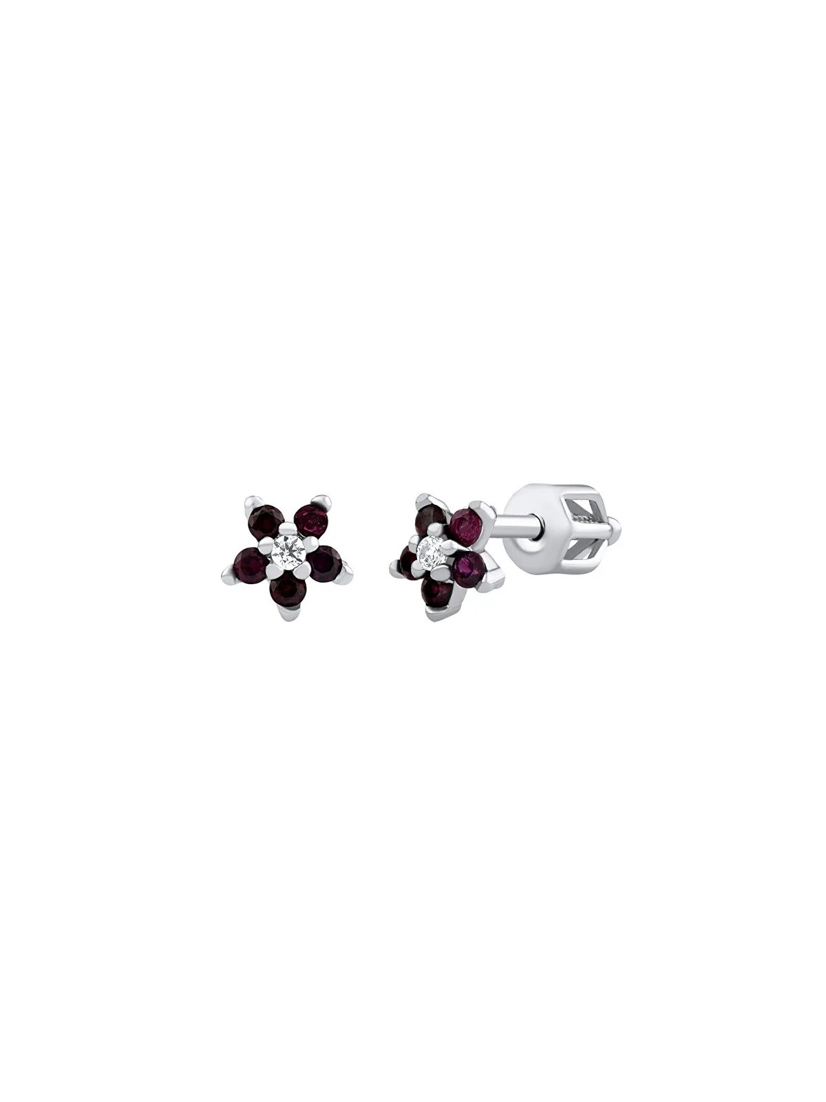 Silvego Orecchini Saskia Flower in argento con rubino sintetico e zirconi brillanti SILVEGOB70459BDR donna