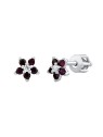 Silvego Orecchini Saskia Flower in argento con rubino sintetico e zirconi brillanti SILVEGOB70459BDR donna