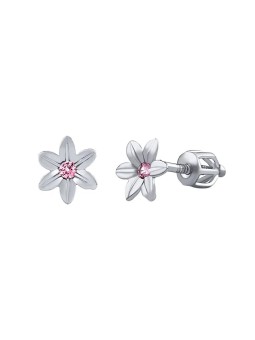 Silvego Orecchini a forma di fiore in argento con zirconi rosa brillanti SILVEGOB70449BDSP donna