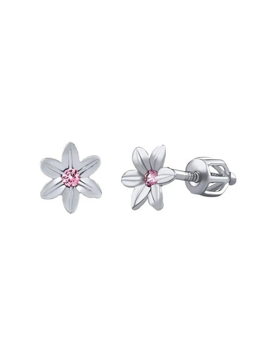Silvego Orecchini a forma di fiore in argento con zirconi rosa brillanti SILVEGOB70449BDSP donna
