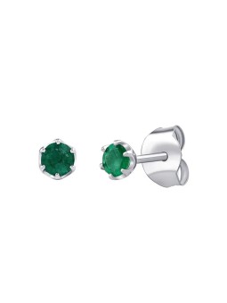 Silvego Orecchini a bottone in argento con smeraldo naturale 4 mm JJJ1032EER donna