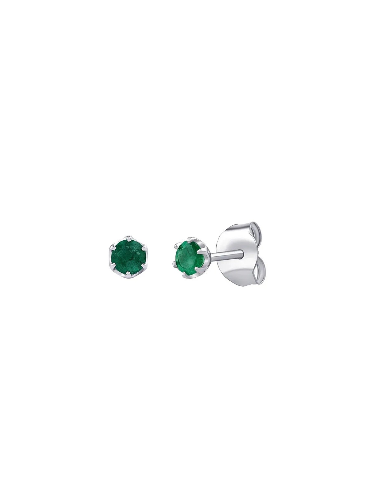 Silvego Orecchini a bottone in argento con smeraldo naturale 4 mm JJJ1032EER donna