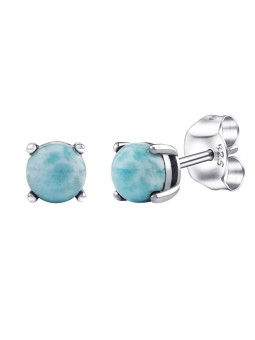 Silvego Orecchini a bottone in argento con autentico Larimar naturale JJJLRD6ELR donna