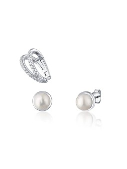 JwL Luxury Pearls Set moderno di orecchini placcati in oro (1 orecchino, 2 orecchini con pietra) JL0808 donna