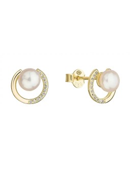 Evolution Group Orecchini a bottone placcati oro con perle vere 21067.1 donna