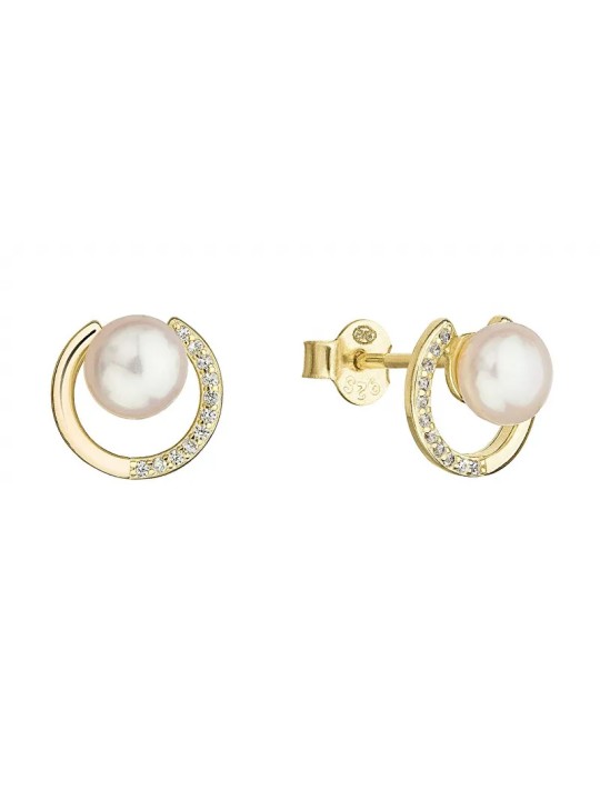 Evolution Group Orecchini a bottone placcati oro con perle vere 21067.1 donna