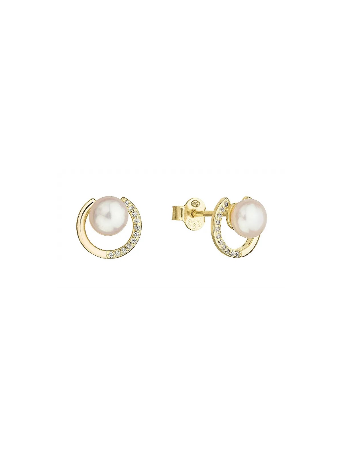 Evolution Group Orecchini a bottone placcati oro con perle vere 21067.1 donna