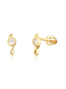 JVD Orecchini a forma di chiave di violino placcati in oro con zircone SVLE1822XH2GOSR donna