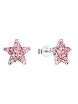 Evolution Group Orecchini in argento Stelle con cristilla Preciosa 31312.3 rosa chiaro donna