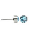 Levien Orecchini a bottone in acciaio pregiato Chaton Aquamarine donna