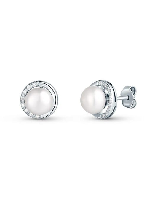 JwL Luxury Pearls Delicati orecchini in argento con zirconi e perle vere JL0832 donna