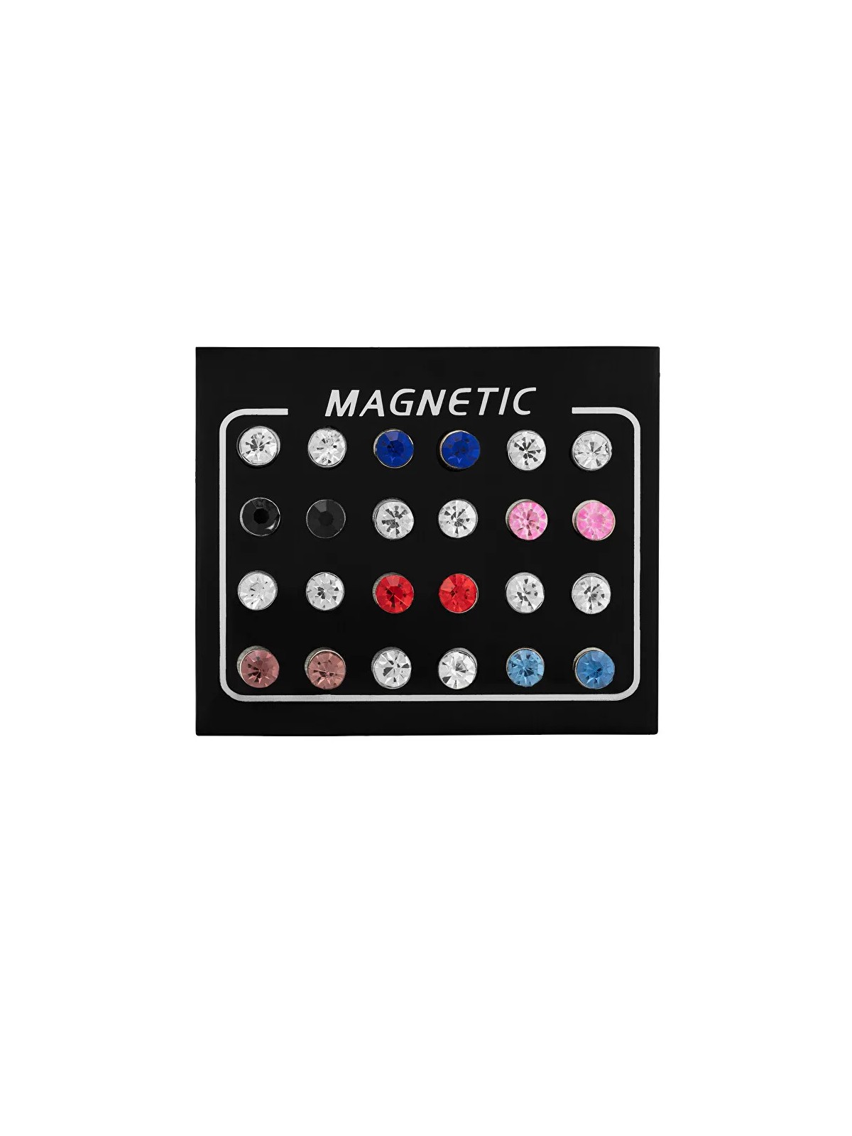 Troli Set moderno di orecchini magnetici con cristalli colorati (perla, mini spilla) donna