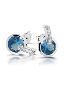 Modesi Deliziosi orecchini in argento con zirconi e acquamarina M21063 donna