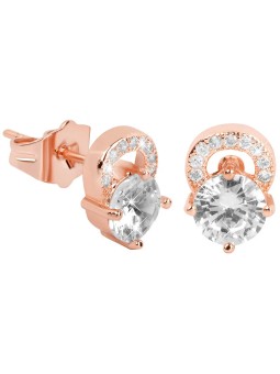 Troli Orecchini placcati oro rosa con cristilla trasparente donna