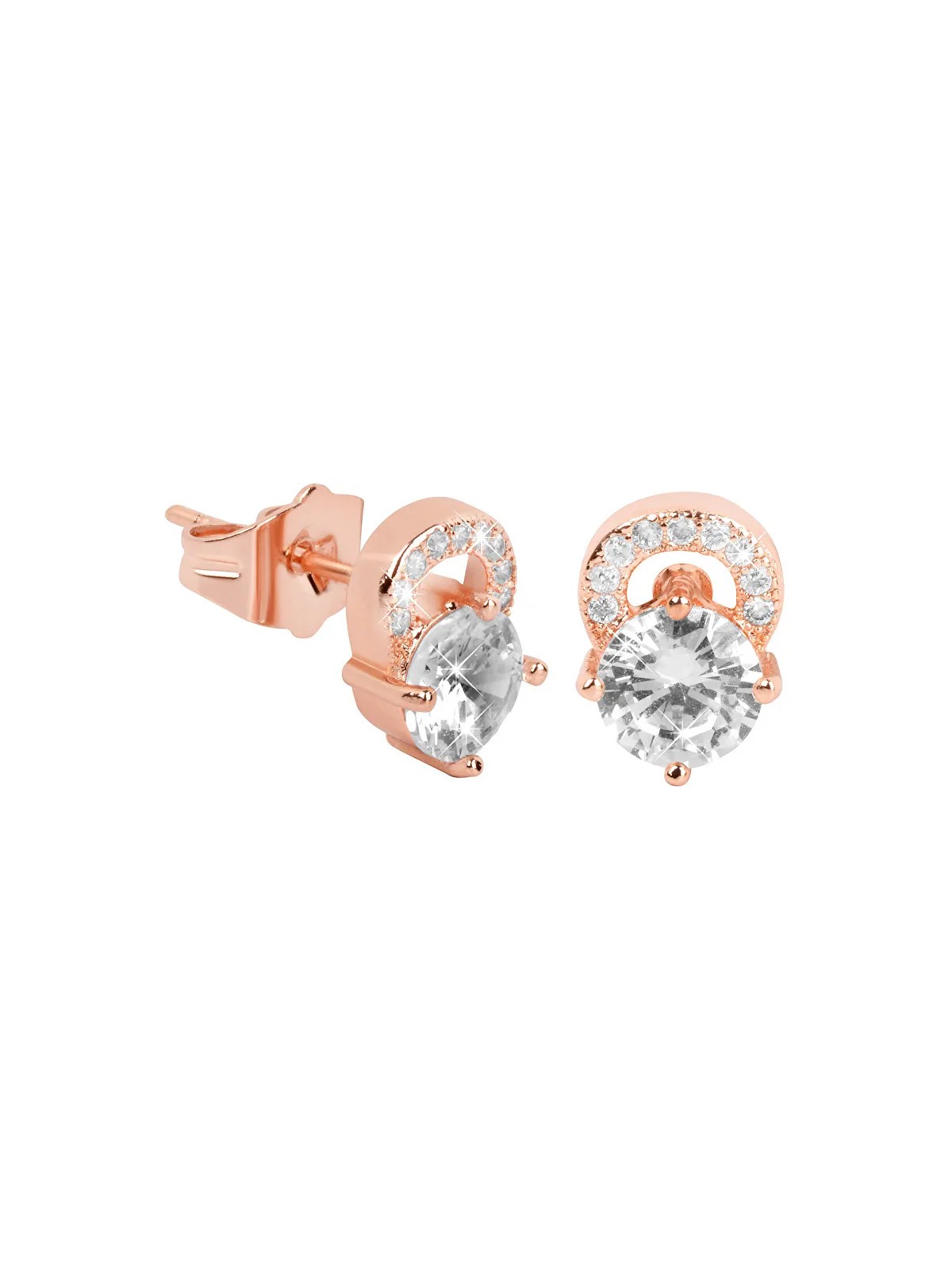 Troli Orecchini placcati oro rosa con cristilla trasparente donna