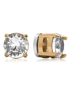 Troli Orecchini placcati oro con magnete e cristilla trasparente 2 in 1 (perline, mini spilla) donna
