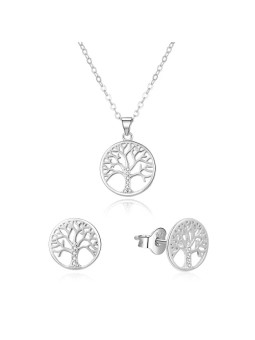 Beneto Parure di gioielli in argento con albero della vita AGSET214R (collana, orecchini) donna