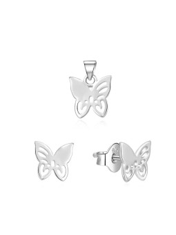 Beneto Set di gioielli in argento farfalle AGSET224L (pendente, orecchini) donna