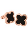 Troli Orecchini a forma di fiori rosa in acciaio placcato con centro nero KE-006 donna