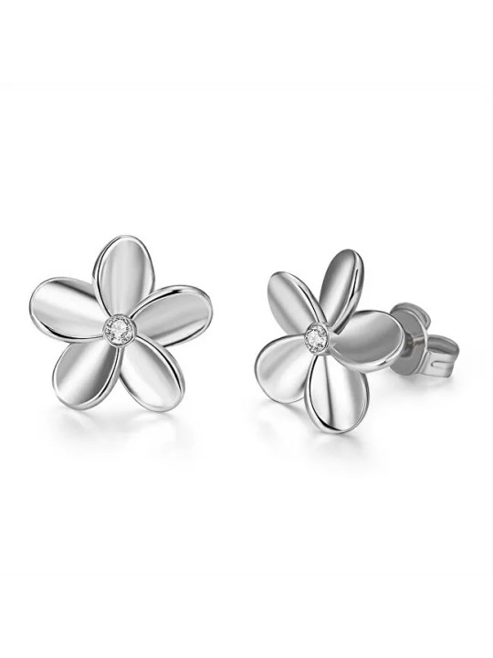 Troli Delicati orecchini in acciaio con cristalli Flowers VSE001S-PET donna