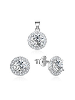 Parure di gioielli Beneto Sparkling con zirconi AGSET360 (pendente, orecchini) donna