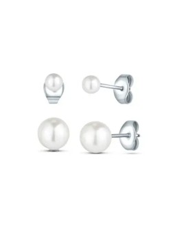 Vuch Set di orecchini di perle in acciaio argentato Kruwen (2 paia di orecchini) donna