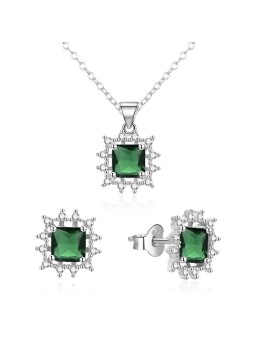 Agato Affascinante set di gioielli in argento con zirconi AGSET363R-GR (collana, ciondolo, orecchini) donna