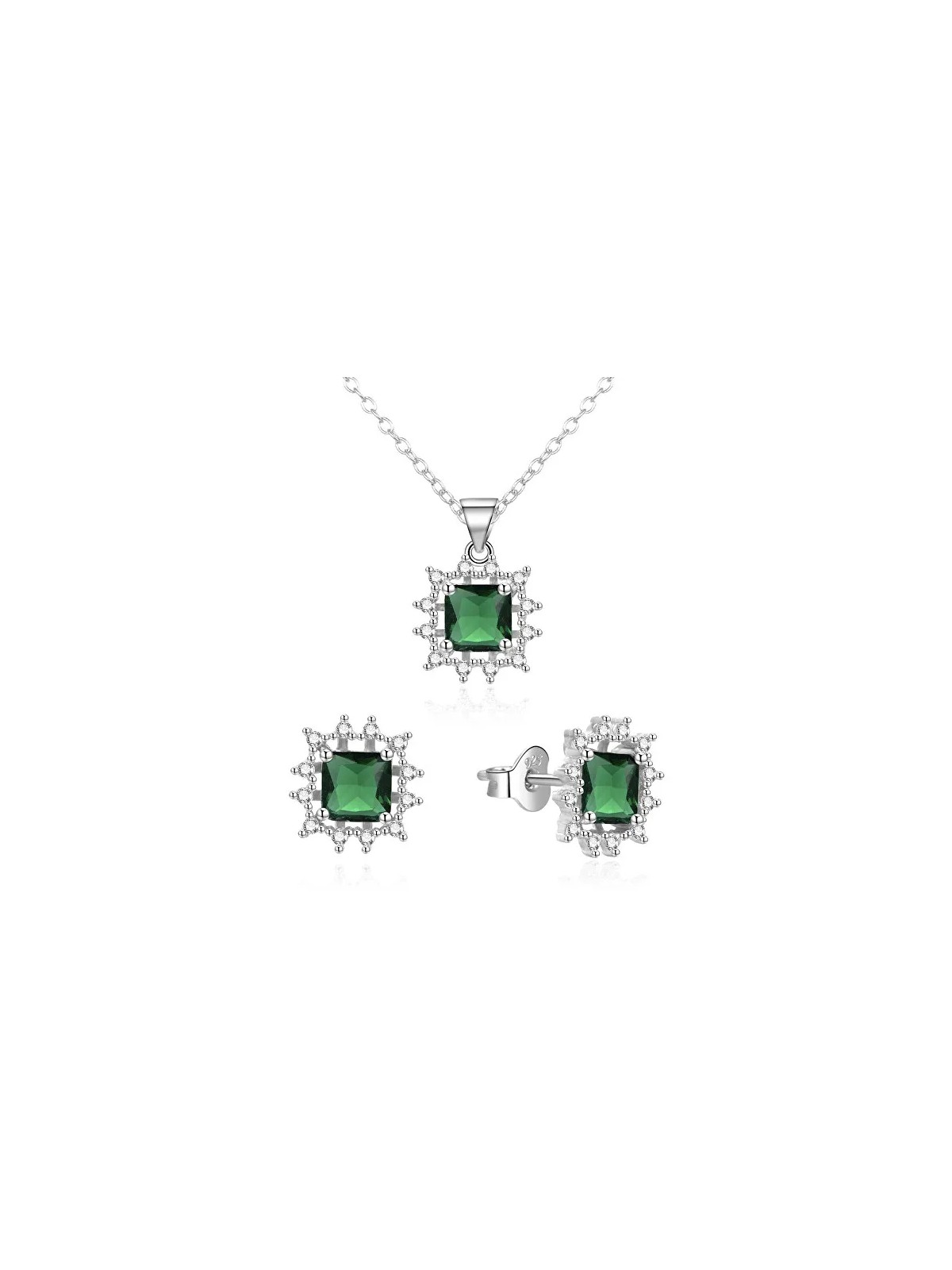 Agato Affascinante set di gioielli in argento con zirconi AGSET363R-GR (collana, ciondolo, orecchini) donna