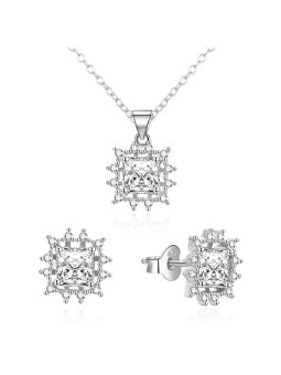 Agato Affascinante set di gioielli in argento con zirconi AGSET363R-W (collana, ciondolo, orecchini) donna