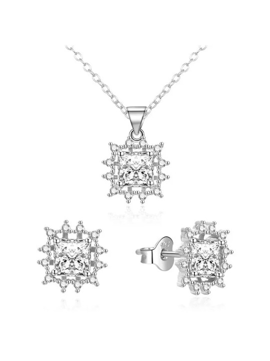 Agato Affascinante set di gioielli in argento con zirconi AGSET363R-W (collana, ciondolo, orecchini) donna