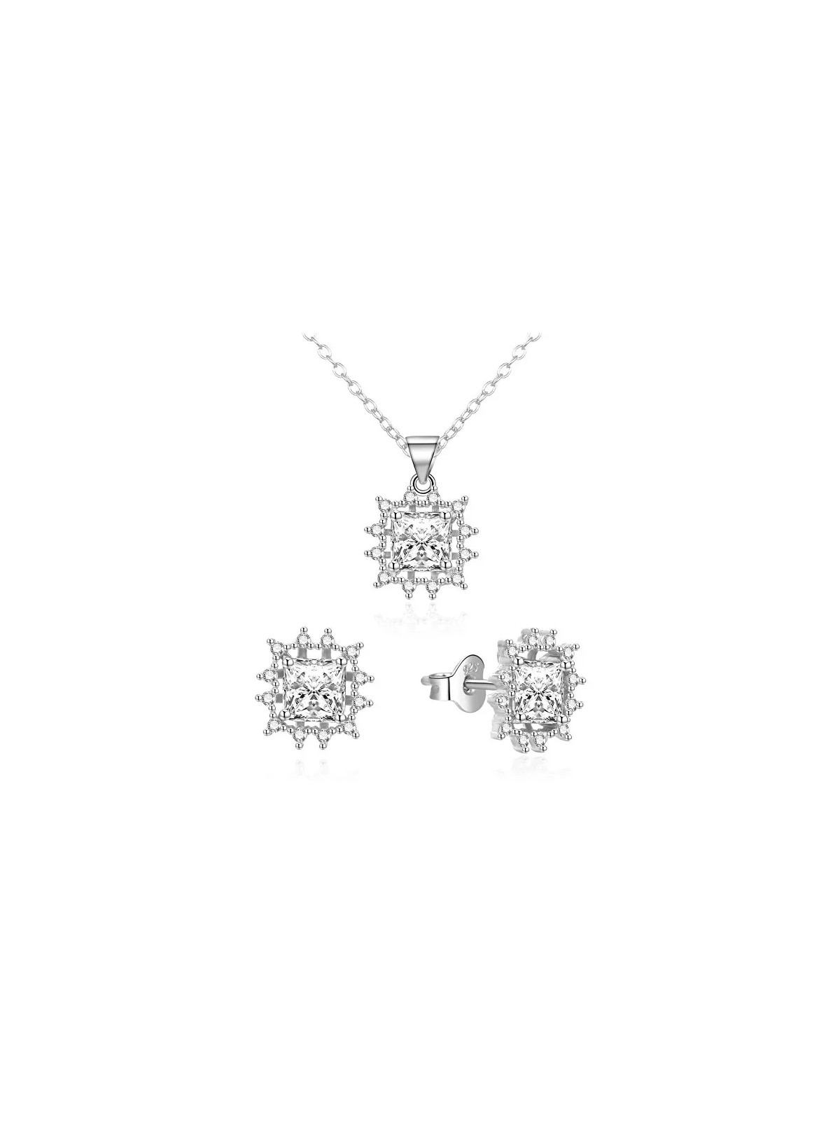 Agato Affascinante set di gioielli in argento con zirconi AGSET363R-W (collana, ciondolo, orecchini) donna