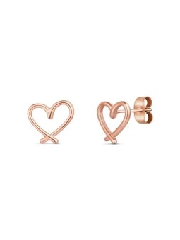 Vuch Orecchini minimalisti in bronzo con cuore in oro rosa Emery donna