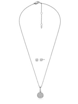 Fossil Set di gioielli in acciaio con zirconi JGFTSET1081 Core Gifts (collana, orecchini) donna