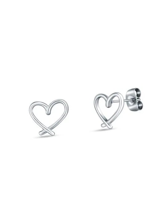 Vuch Orecchini minimalisti in acciaio Cuori Argento Emery donna