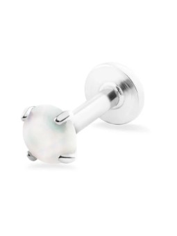 Troli Labret in acciaio con opale sintetico bianco - Diametro: 0.4 cm donna
