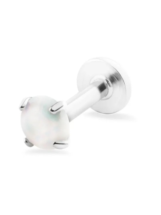 Troli Labret in acciaio con opale sintetico bianco - Diametro: 0.4 cm donna
