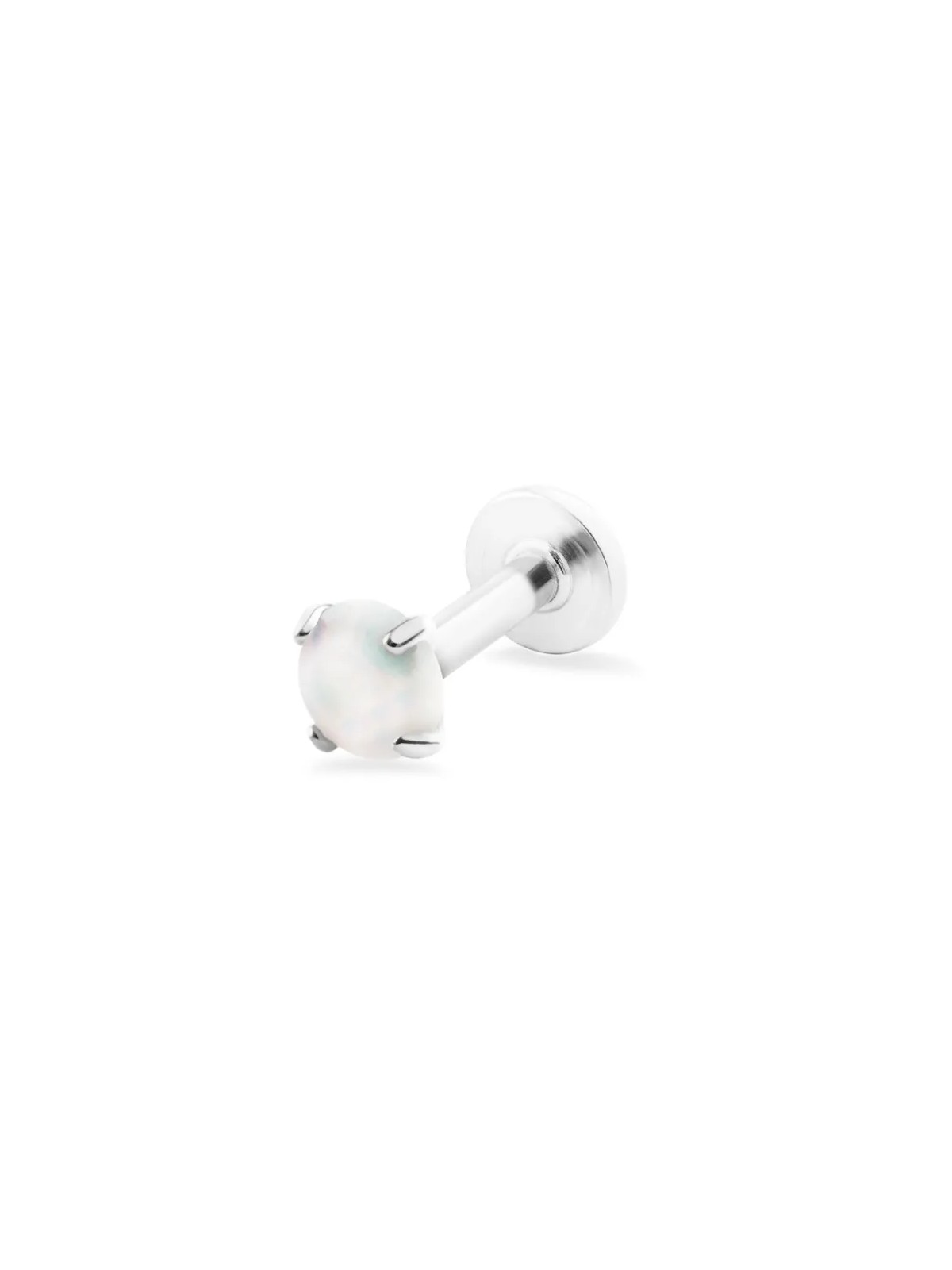 Troli Labret in acciaio con opale sintetico bianco - Diametro: 0.4 cm donna