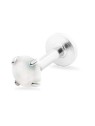 Troli Labret in acciaio con opale sintetico bianco - Diametro: 0.4 cm donna