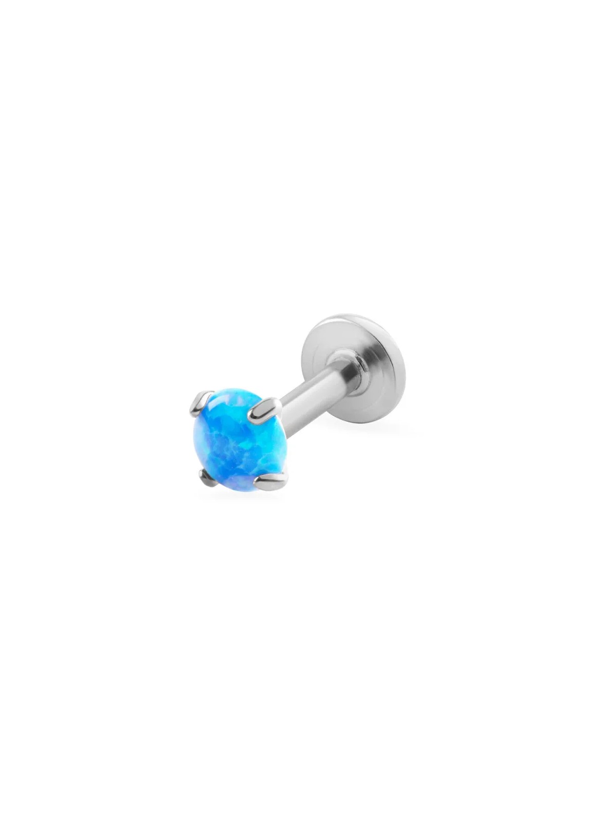 Troli Labret in acciaio con opale sintetico blu - Diametro: 0,4 cm donna