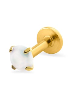 Troli Labret placcato oro con opale sintetico bianco - Diametro: 0.3 cm donna