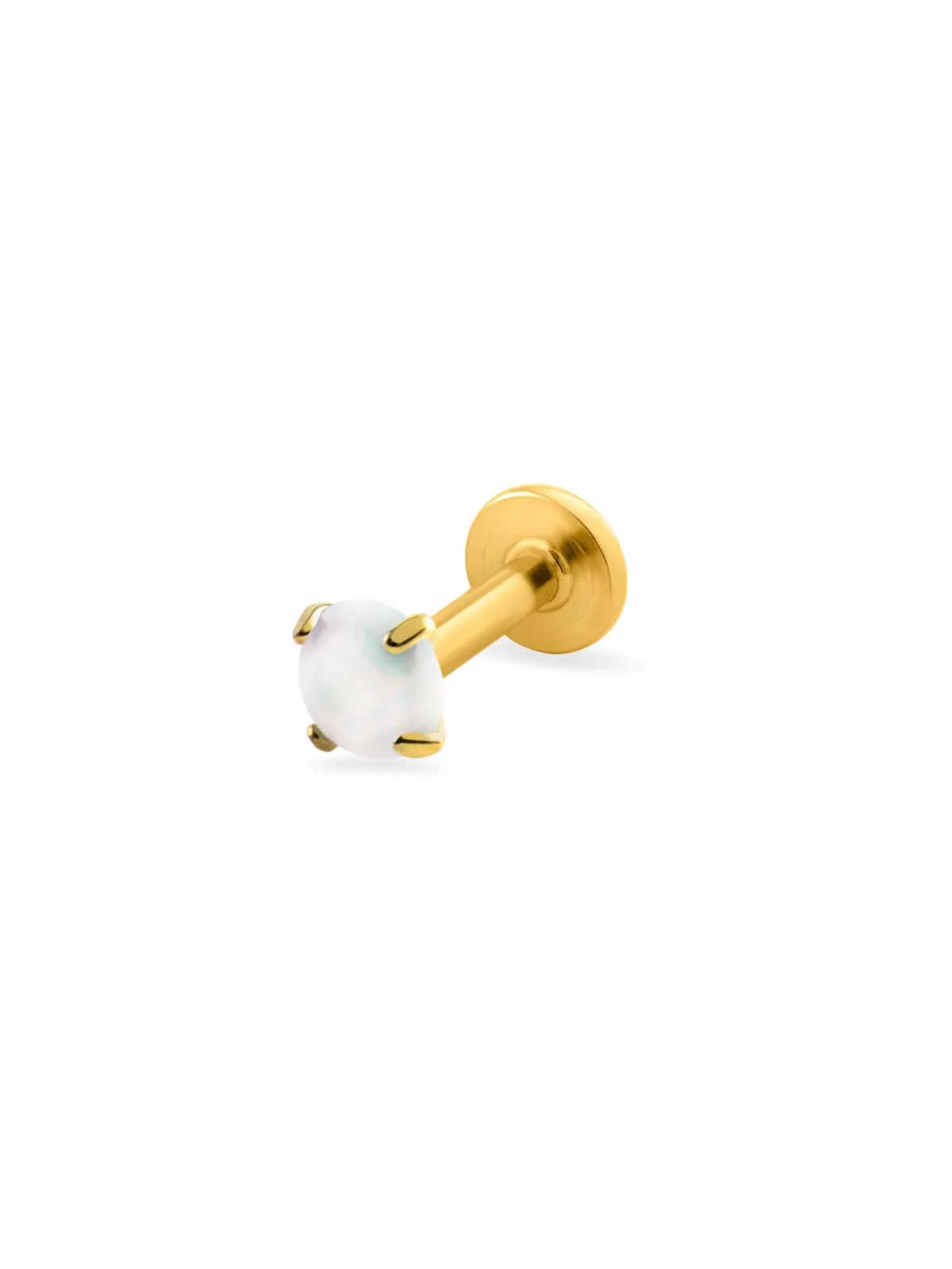 Troli Labret placcato oro con opale sintetico bianco - Diametro: 0.3 cm donna
