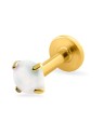 Troli Labret placcato oro con opale sintetico bianco - Diametro: 0.3 cm donna