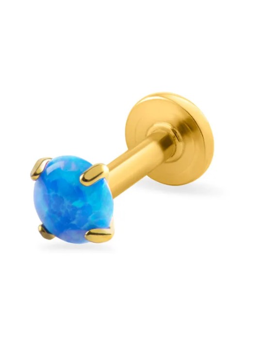 Troli Labret placcato oro con opale sintetico blu - Diametro: 0.3 cm donna