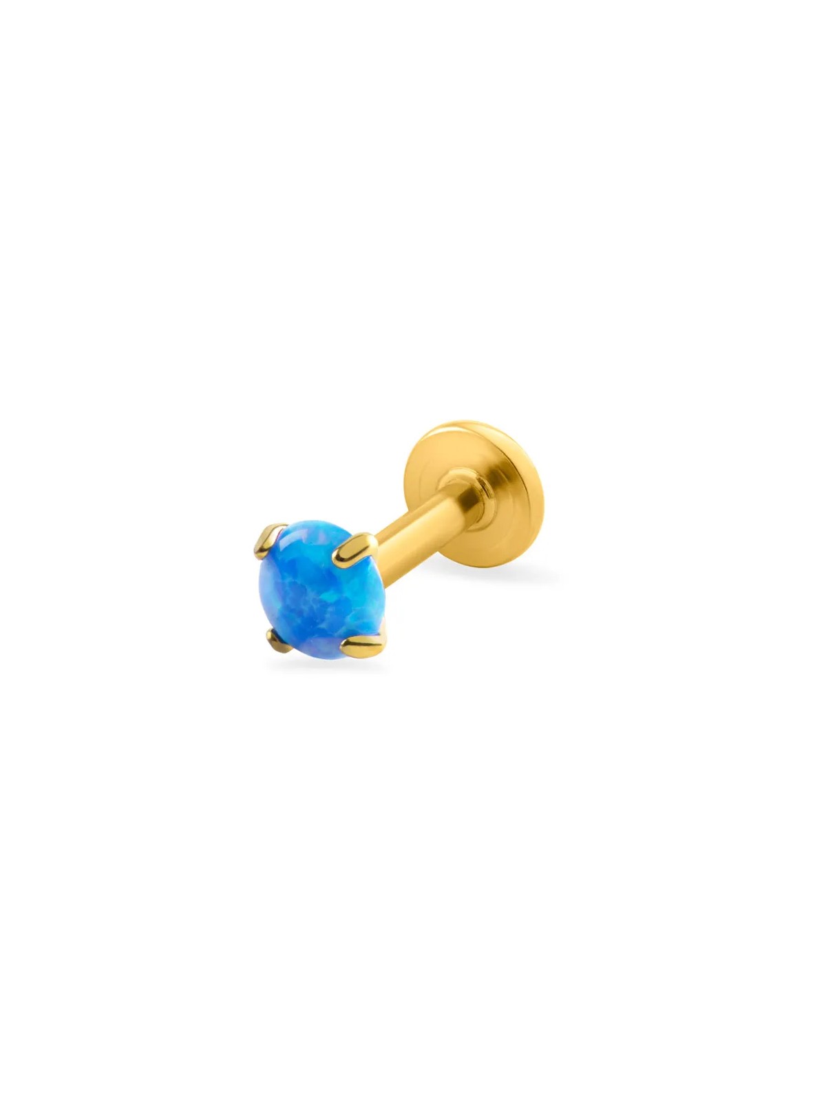 Troli Labret placcato oro con opale sintetico blu - Diametro: 0.3 cm donna