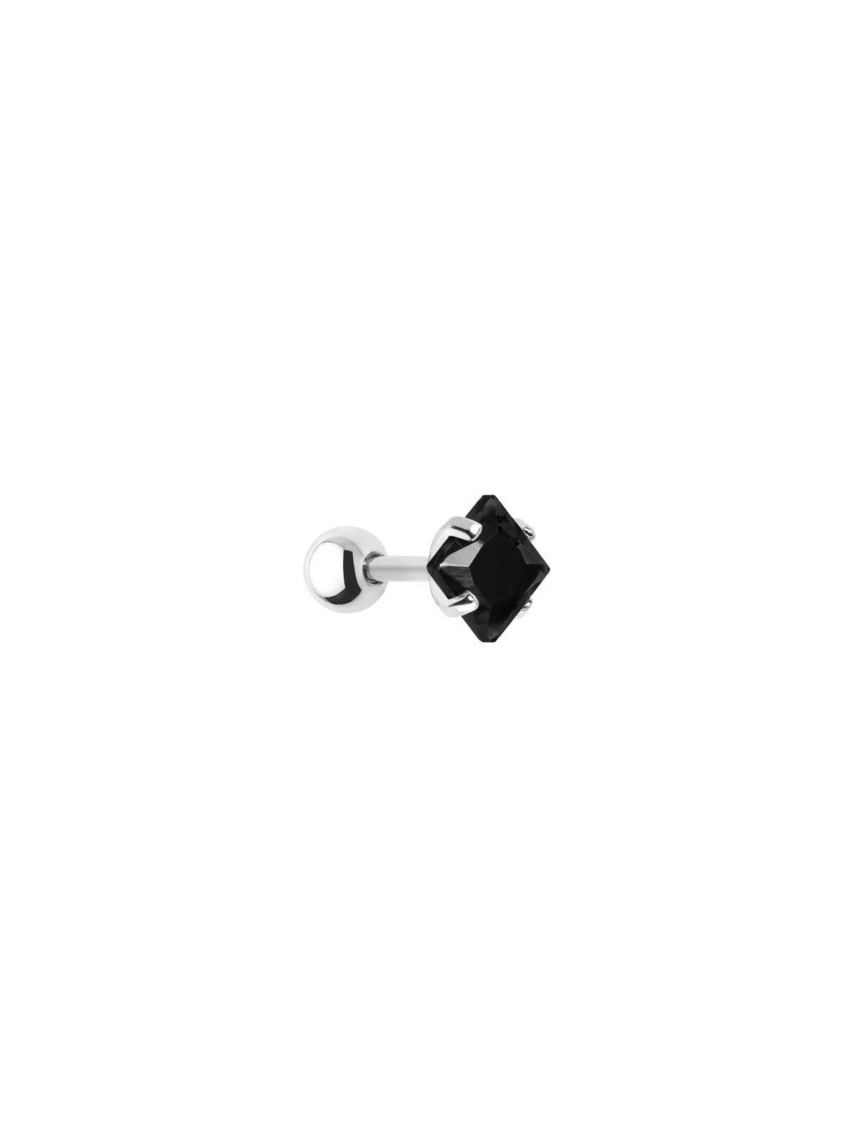 Troli Orecchino piercing in acciaio con cristallo nero Square donna