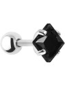Troli Orecchino piercing in acciaio con cristallo nero Square donna