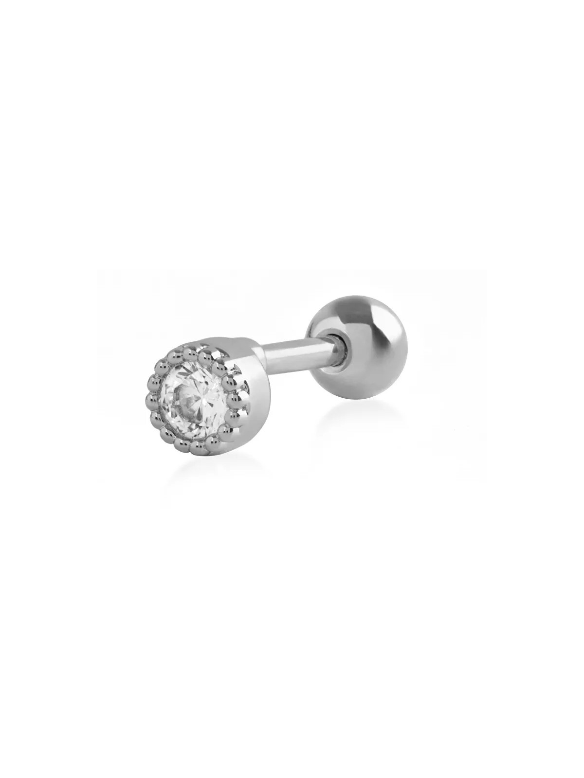 Troli Orecchino piercing in acciaio con cristallo trasparente donna