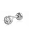 Troli Orecchino piercing in acciaio con cristallo trasparente donna