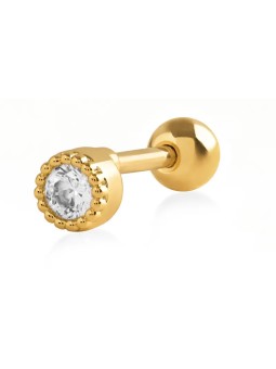 Troli Orecchino piercing placcato oro con cristallo trasparente donna